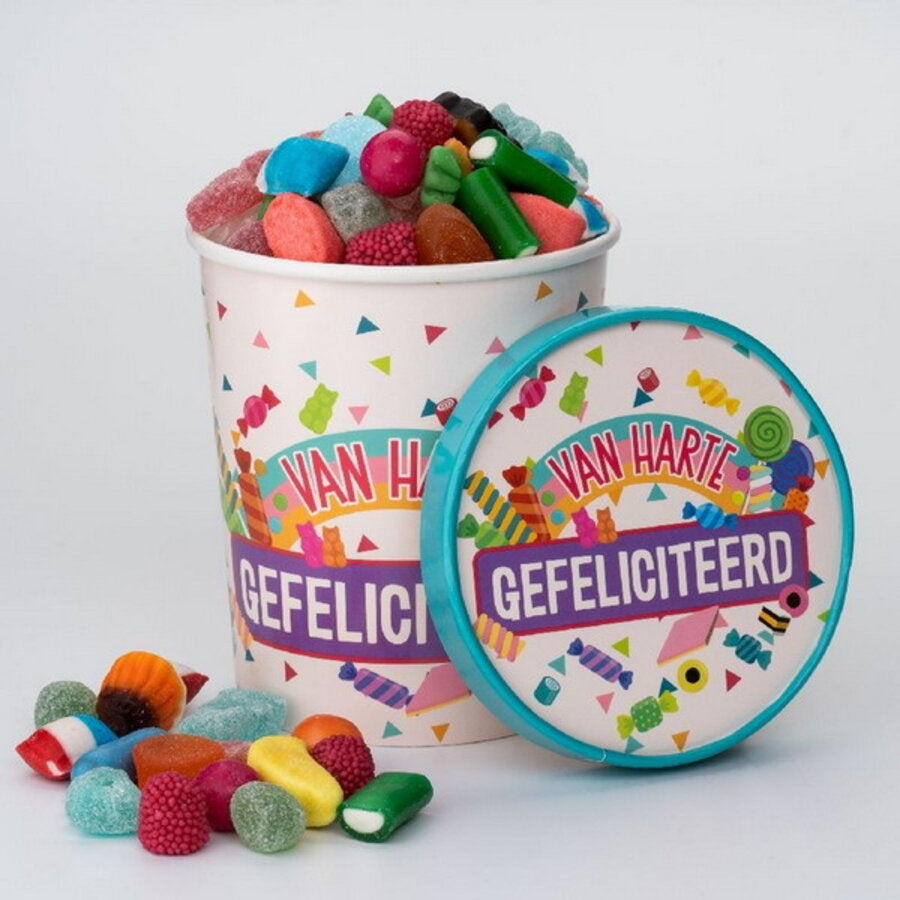 Candy Bucket Van Harte Gefeliciteerd 600 gr