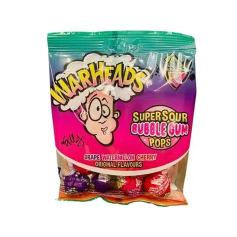 Warheads Super Sour Bubble Gum Pops Original