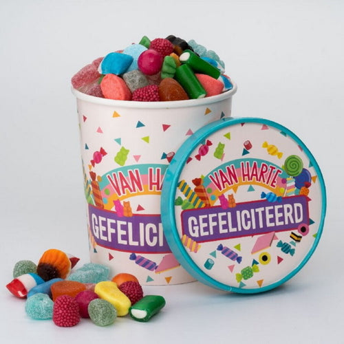 Candy Bucket Van Harte Gefeliciteerd 600 gr