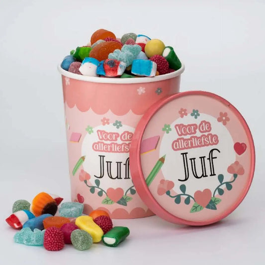 Candy Buckets Voor De Liefste Juf 600 gr